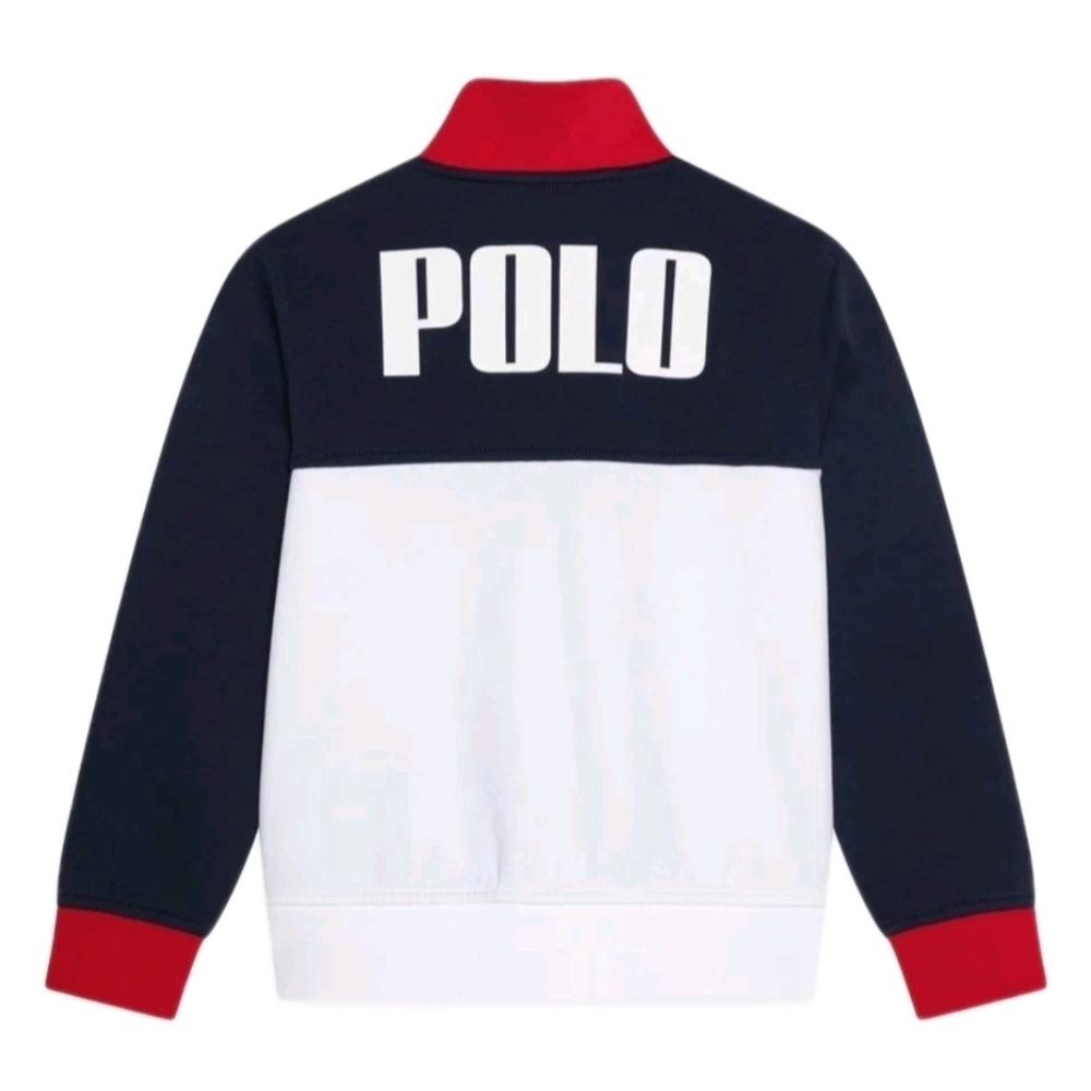 Polo Ralph Lauren Colorblock Logo Quarter Zip Pullover Red / Wht/ Blue Men's XL - Picture 2 of 9